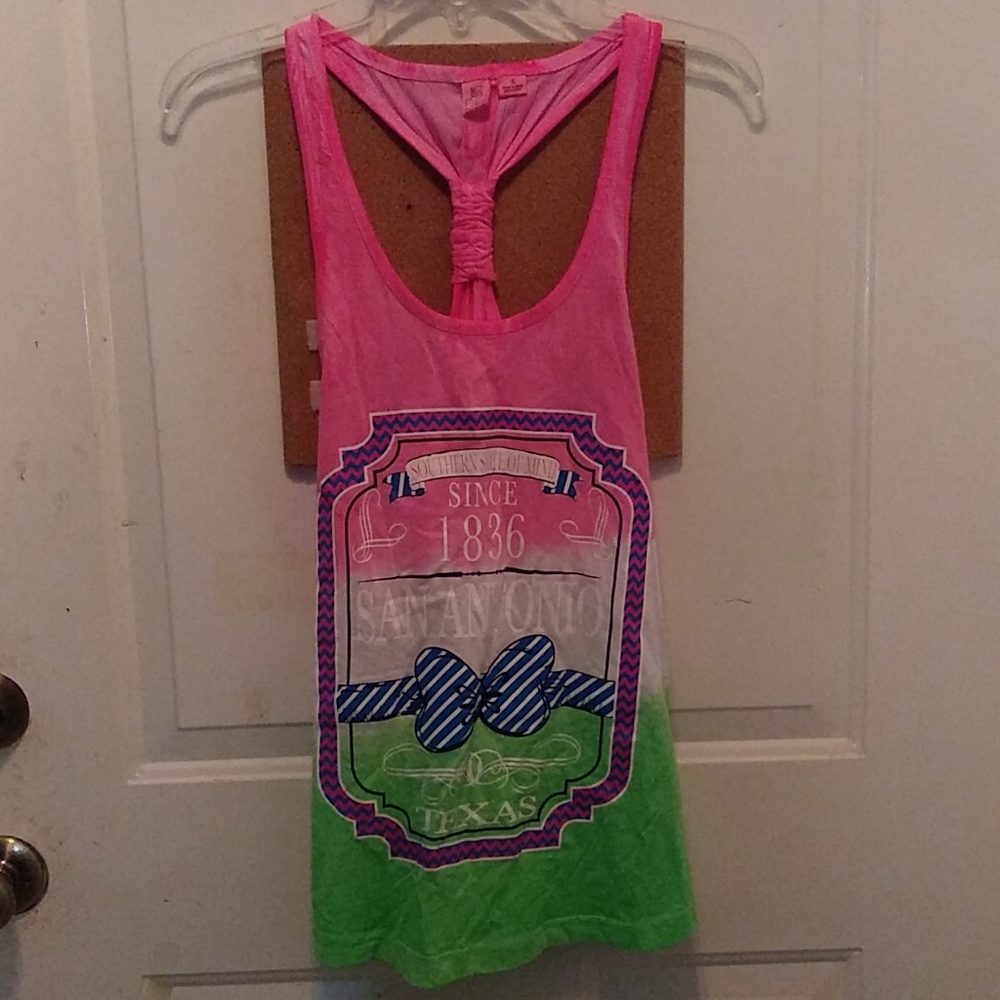 !!!PINK/WHITE/GREEN SAN ANTONIO TEXAS TANK TOP!!!